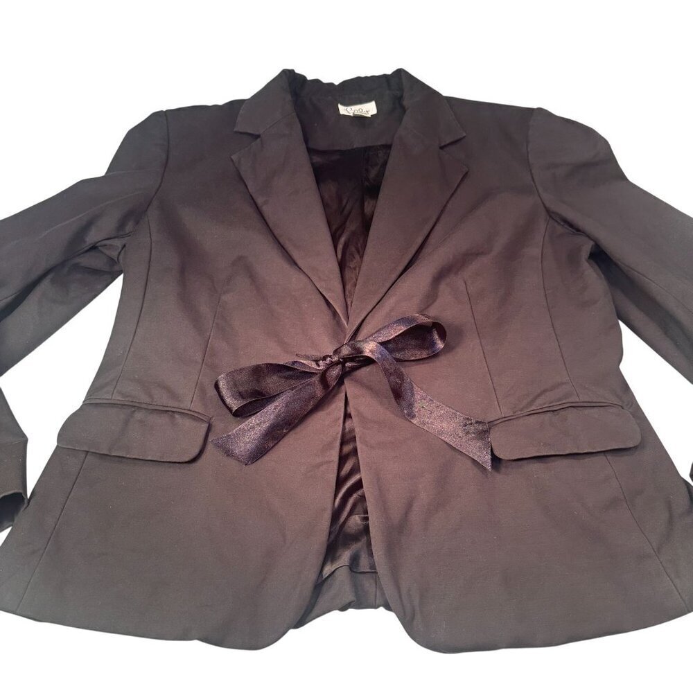 Lilly Pulitzer Single Breasted Blazer Women Ribbon Bow Tie Cotton Jacket Vintage